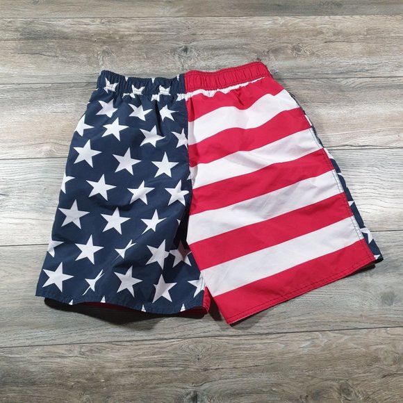 Faded Glory Men 32" to 34" American Flag Swimming Board Shorts Trunk Red - Picture 7 of 8